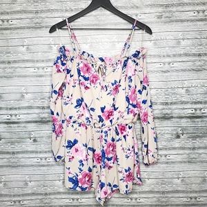 Altar'd State Off the Shoulder Floral Romper Size Medium
